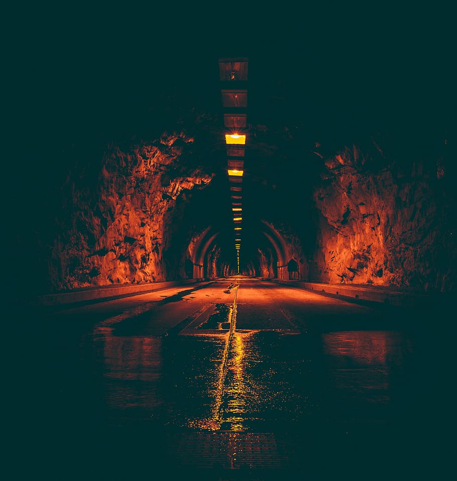 lighted tunnel road, yosemite valley, united states, outdoors HD wallpaper