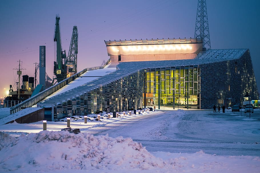 gray concrete building, architecture, person, human, kotka, finland HD wallpaper