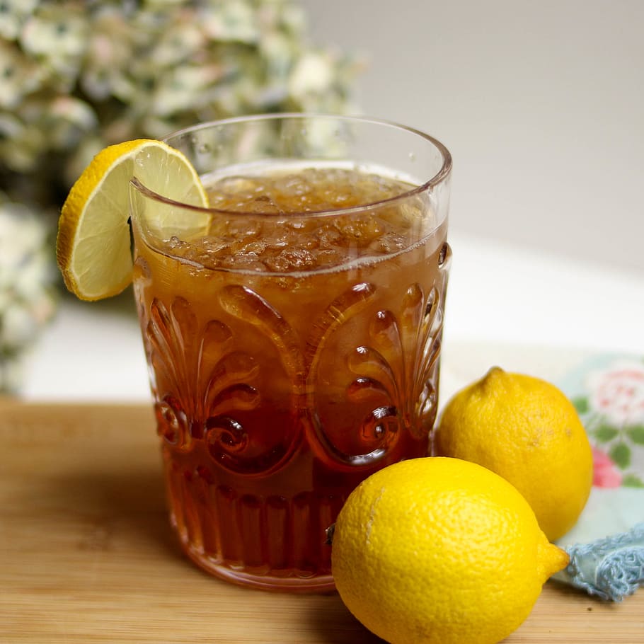 Lemon Iced Tea With Lemon Fruits, beverage, blurred background, HD wallpaper