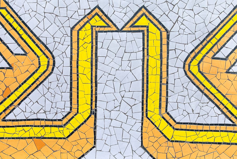 yellow and gray abstract illustration, tile, mosaic, art, text, HD wallpaper