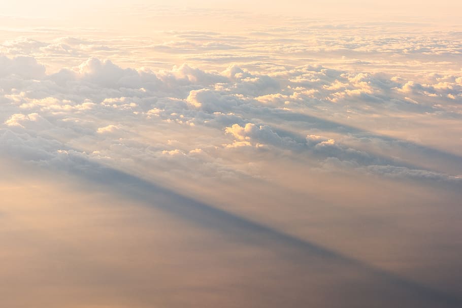 sun rays through white clouds, sky, weather, nature, outdoors HD wallpaper