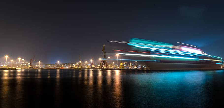 Timelapse Photo of City Skyline, harbor, harbour, illuminated HD wallpaper