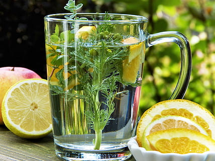 tee, herbs, chamomile, fruit, lemon, orange, health, wellness HD wallpaper