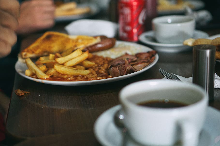 fries on plate, cutlery, fork, croydon, person, human, pottery HD wallpaper