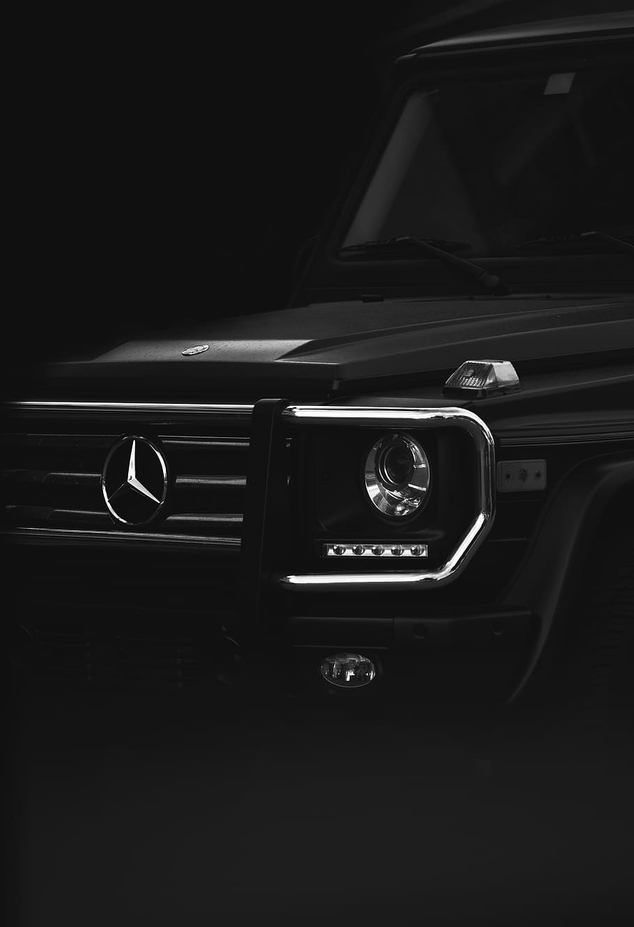 black Mercedes-Benz car, motor vehicle, mode of transportation, HD wallpaper
