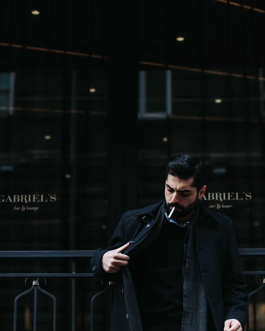 man wearing black jacket, apparel, clothing, sleeve, person, human HD wallpaper