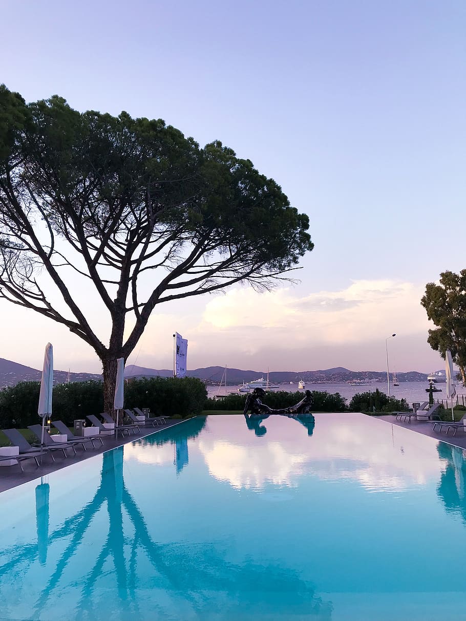 Rectangular Swimming Pool, beautiful, dawn, dug-out pool, horizon HD wallpaper