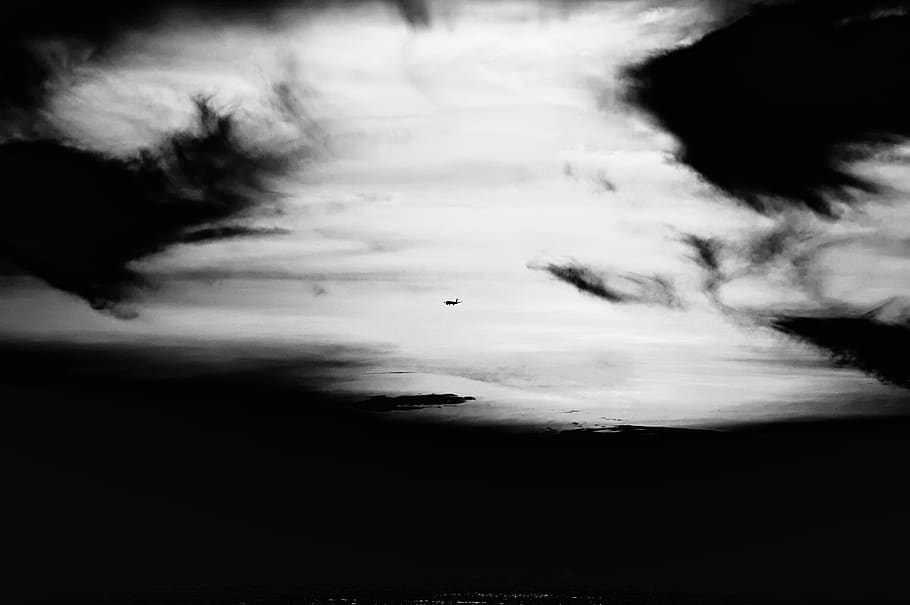 airplane, sky, sunset, cloud - sky, scenics - nature, silhouette HD wallpaper