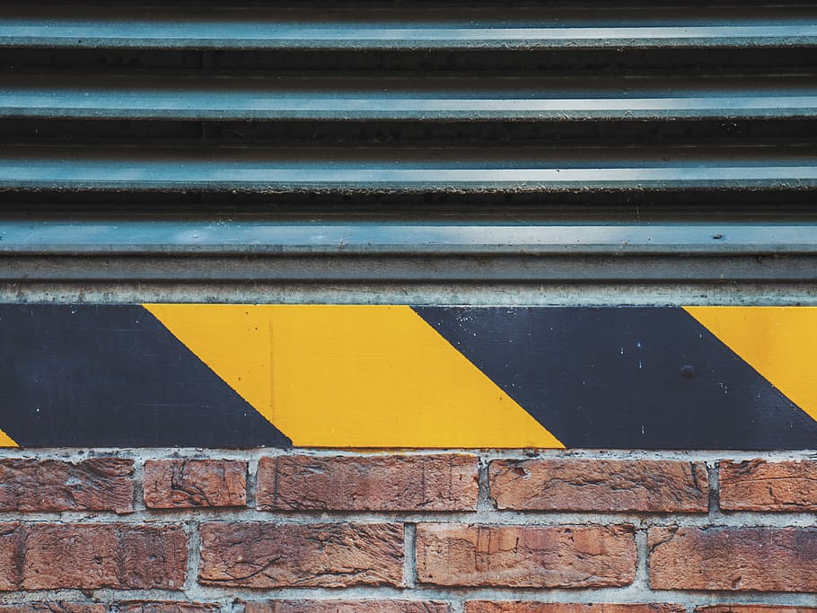 abstract, masonry, vent, wall, warning stripe, yellow, architecture HD wallpaper