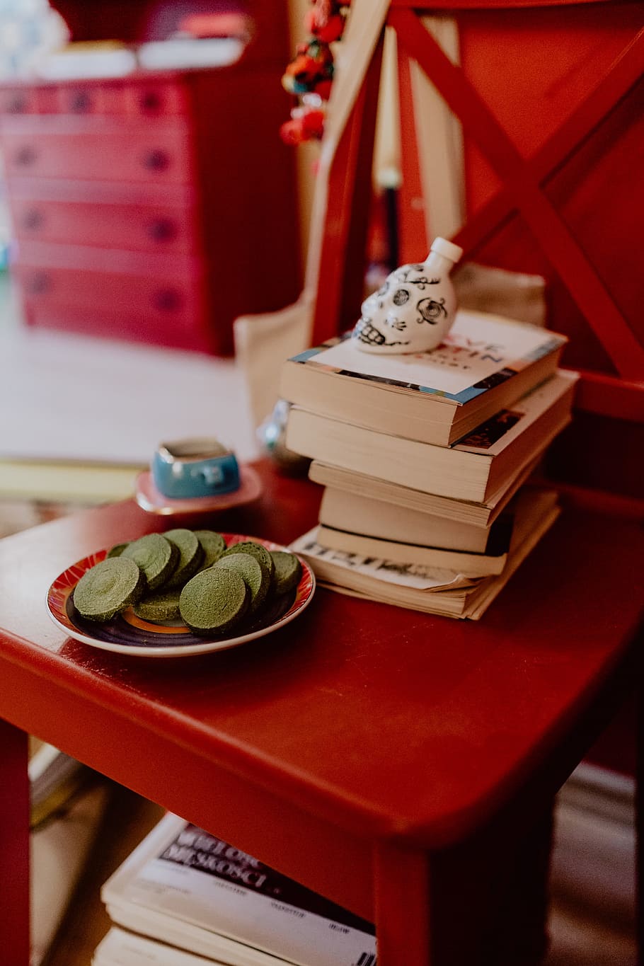 Coffee and Green Tea Cookies, books, red, table, no people, indoors HD wallpaper