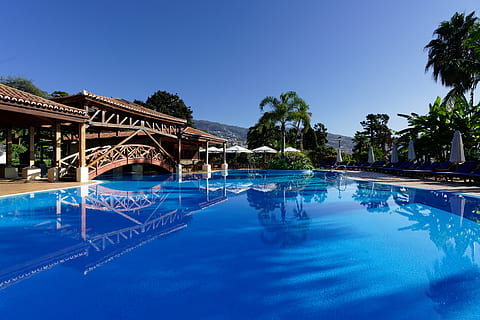 hotel, water, pool, building, resort, portugal, funchal, quinta do lago HD wallpaper