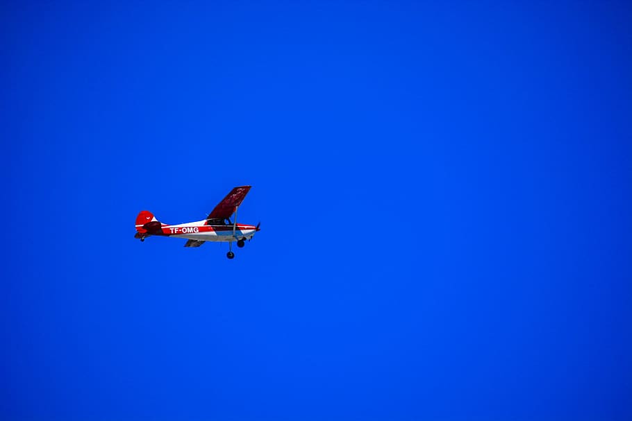 iceland, cessna, avion, sky, plane, airplane, red plane, minimal, HD wallpaper