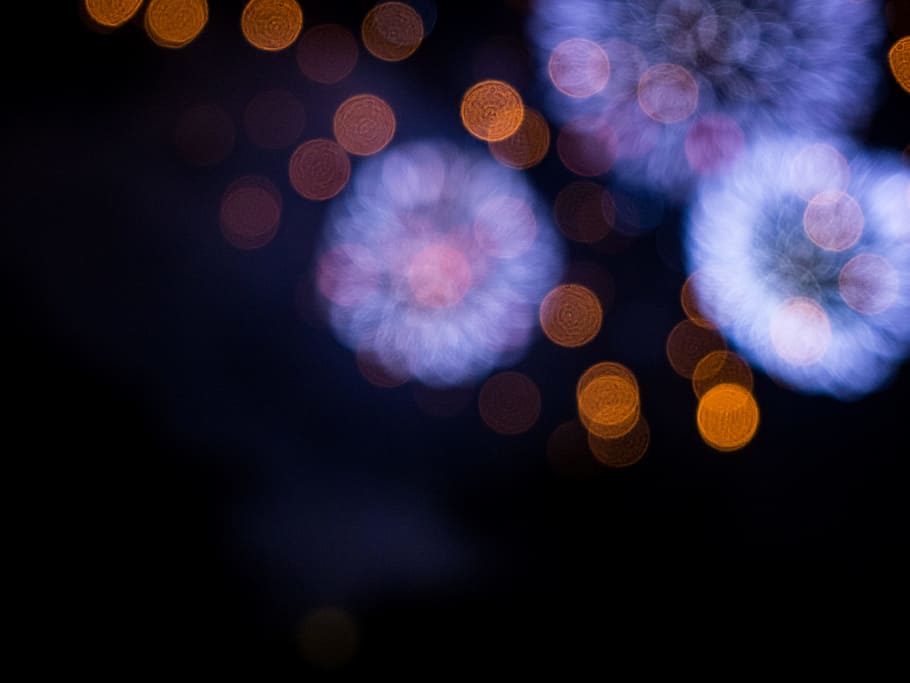Fireworks Blur, Abstract, Sky, Summer, blue, circle, purple, red HD wallpaper