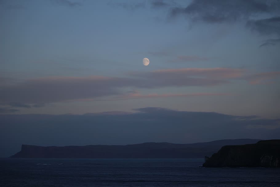 ireland, moon, coast, sky, beauty in nature, scenics - nature HD wallpaper