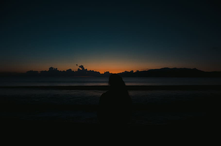 sky, silhouette, sunset, water, scenics - nature, beauty in nature HD wallpaper