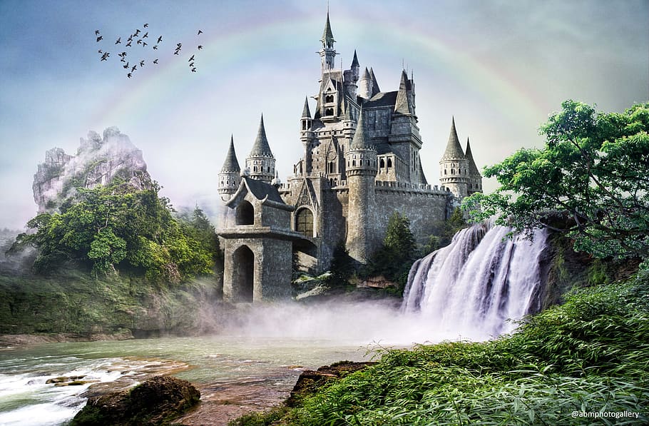 rainbow, water, the sky, color, bright, river, architecture HD wallpaper