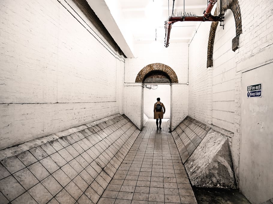 corridor, person, human, floor, path, walkway, flooring, tunnel HD wallpaper