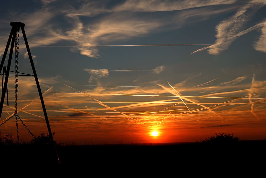 sun, sunset, sky, mood, clouds, red, evening, abendstimmung HD wallpaper