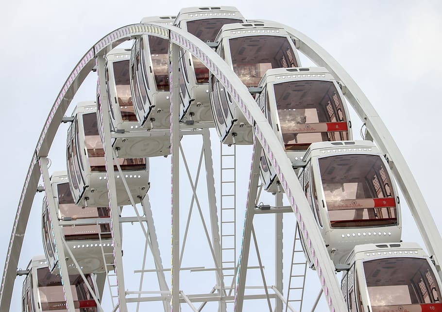 ferris, wheel, fair, attraction, amusement, day, low angle view, HD wallpaper