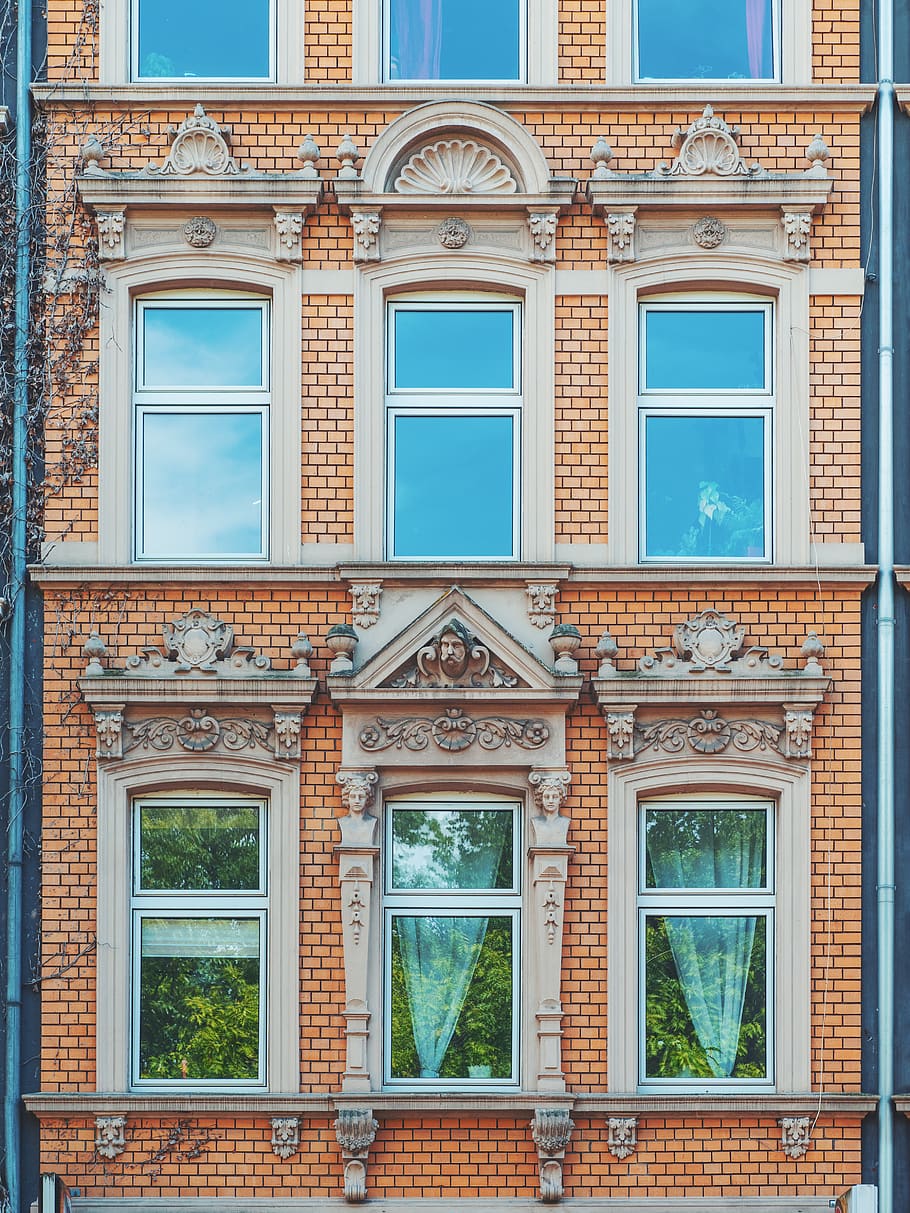 brown concrete building, window, brick, cologne, germany, exterior HD wallpaper