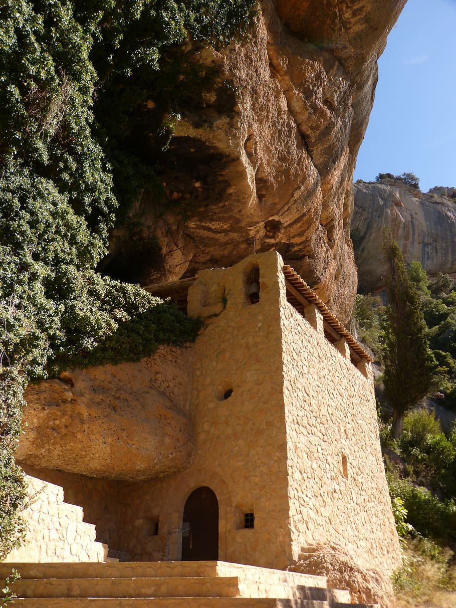 hermitage, rock, landscape, margalef, tourism, catalunya, priorat HD wallpaper