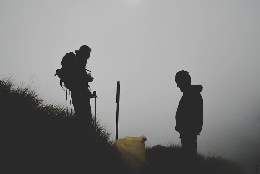 nature, grass, people, group, friends, silhouette, men, sky HD wallpaper
