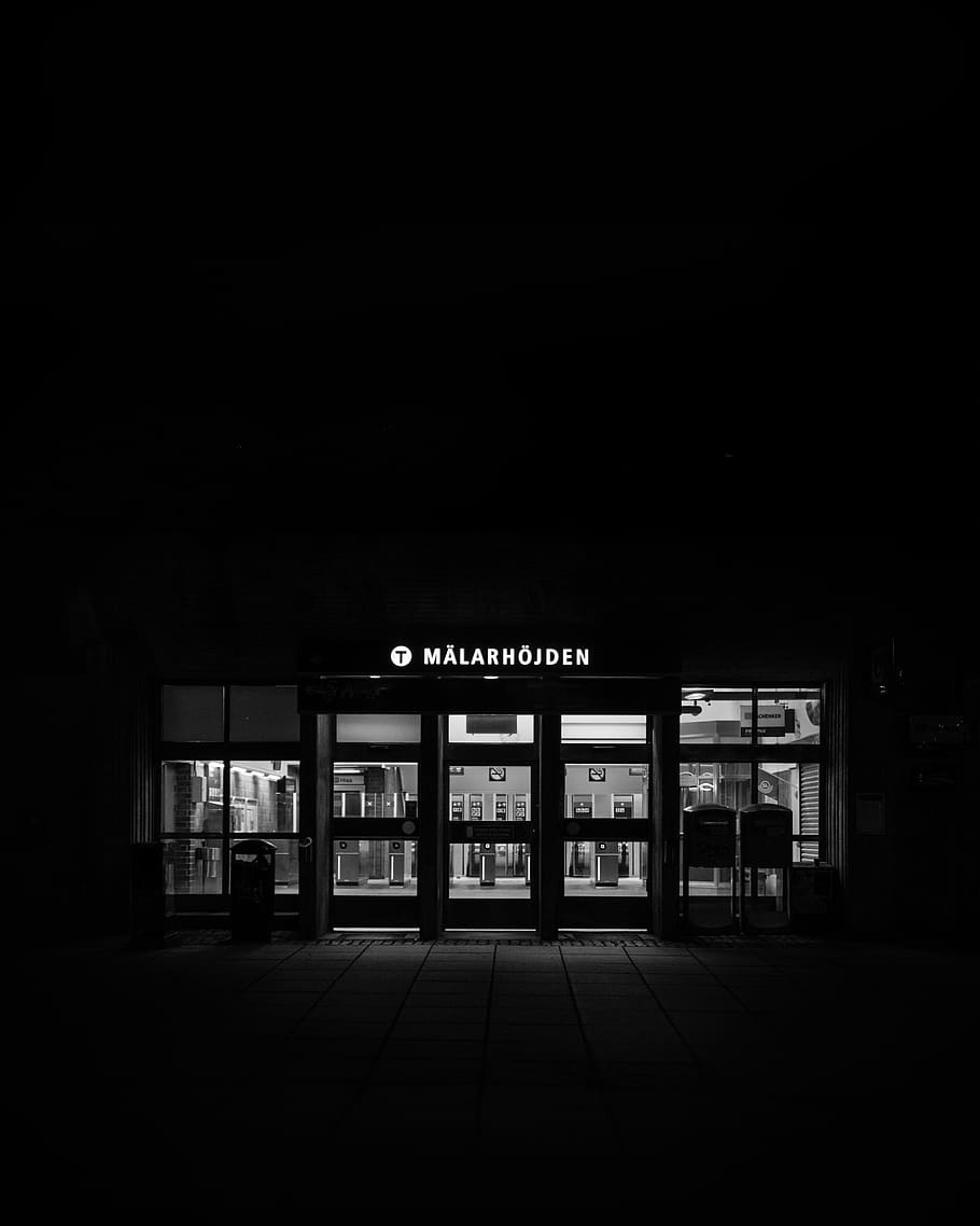 Malarhojden store at night time, architecture, text, western script HD wallpaper