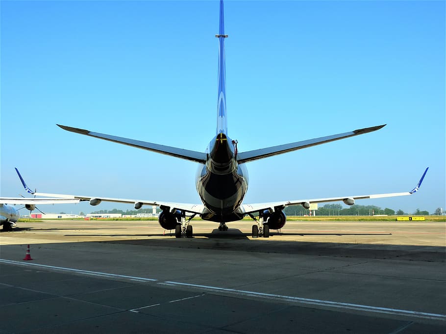 embraer, emb 195, e-jet, aircraft, sky, silhouette, flying, HD wallpaper