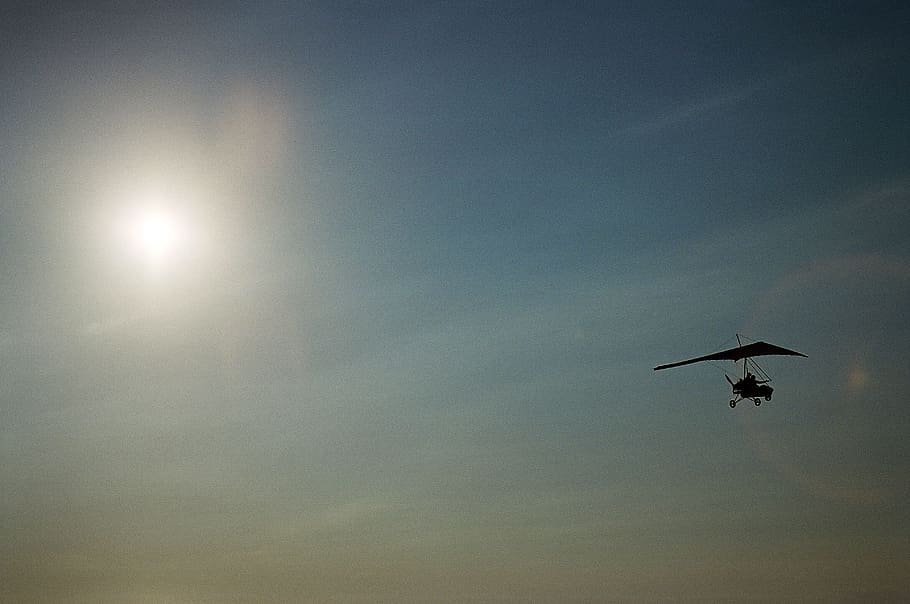 Motor glider in sky, action, active, activity, adventure, aerial HD wallpaper