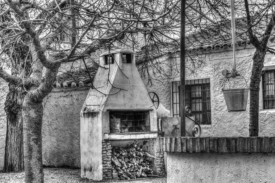 fireplace, house, architecture, tree, building exterior, built structure HD wallpaper