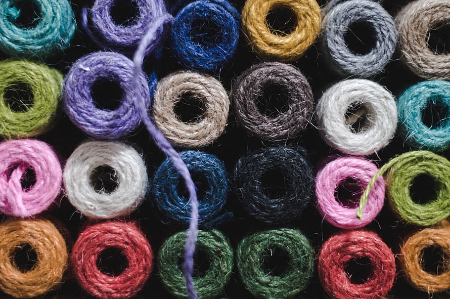assorted-color thread lot, wool, yarn, home decor, linen, weaving, HD wallpaper