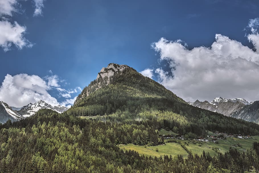 Photo of Mountain Range, adventure, clouds, conifer, daylight HD wallpaper
