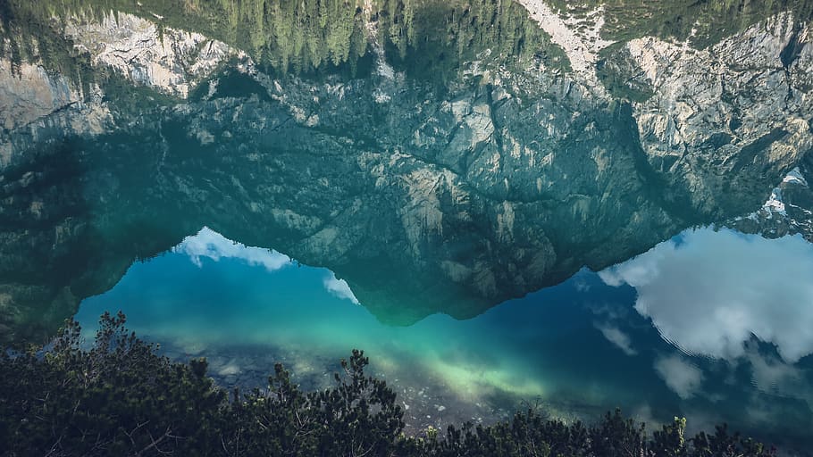 photo of mountain reflecting on body of water, nature, snow, glacier
