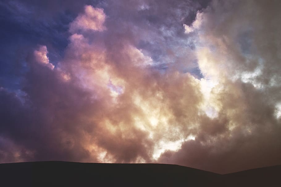 clouds, sky, dark, sunset, mountain, silhouette, cloud - sky HD wallpaper