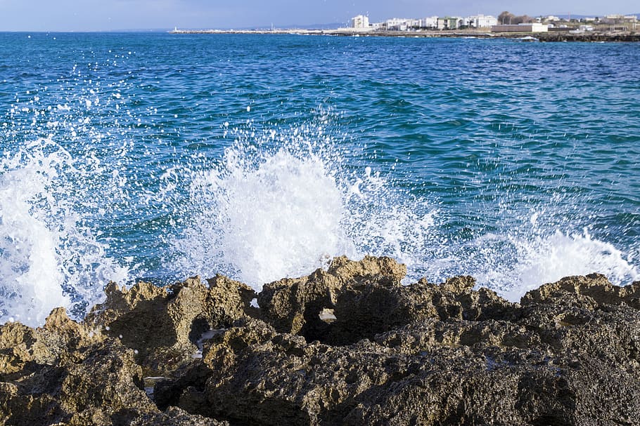 italy, torre canne, water, sea, motion, wave, beauty in nature HD wallpaper