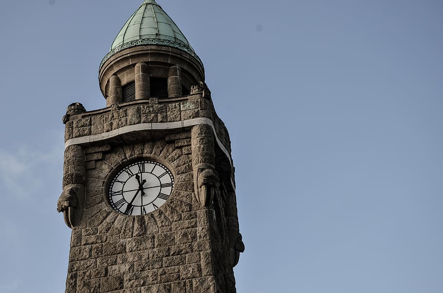 brown analog tower clock, time, low angle view, architecture HD wallpaper