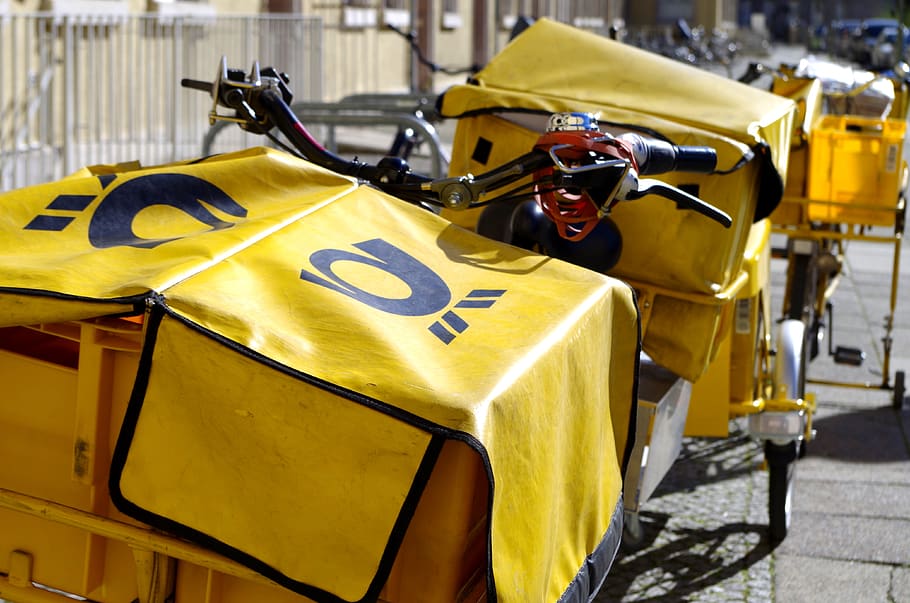 post, postman, postal delivery, yellow, mode of transportation HD wallpaper