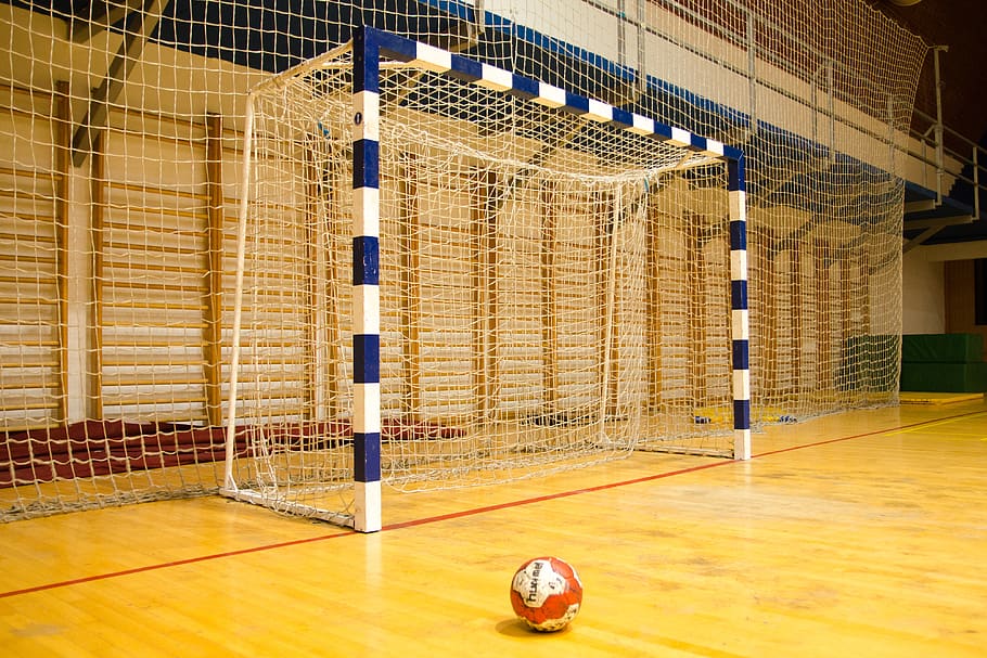 blue and white goal, sport, ball, team sport, soccer, net - sports equipment, HD wallpaper
