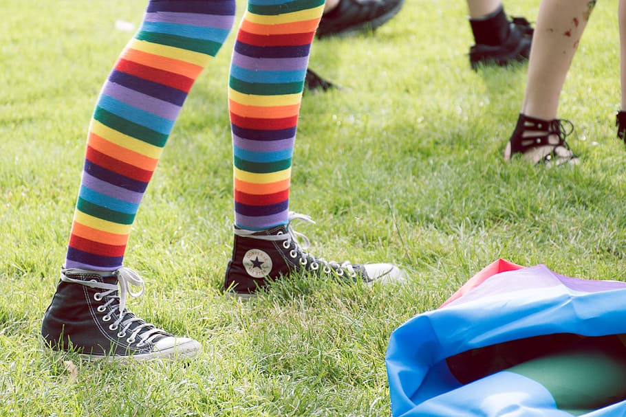 Photo of Pair of Black Converse, blur, close-up, focus, foot HD wallpaper