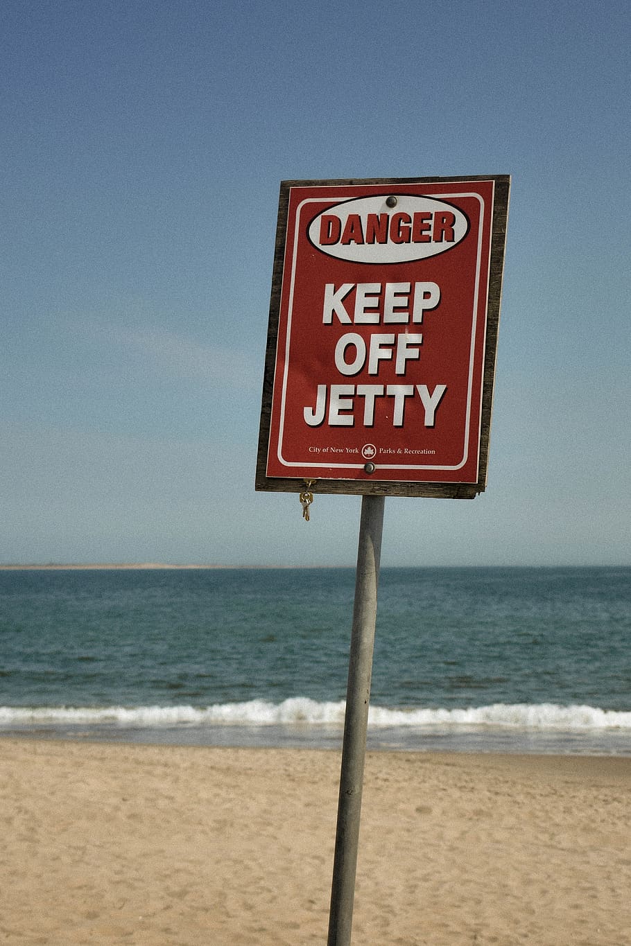 danger keep off jetty sign, sea, water, sky, communication, land HD wallpaper