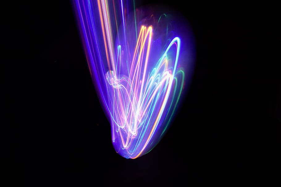 lights, lumination, light art, illuminated, black background HD wallpaper