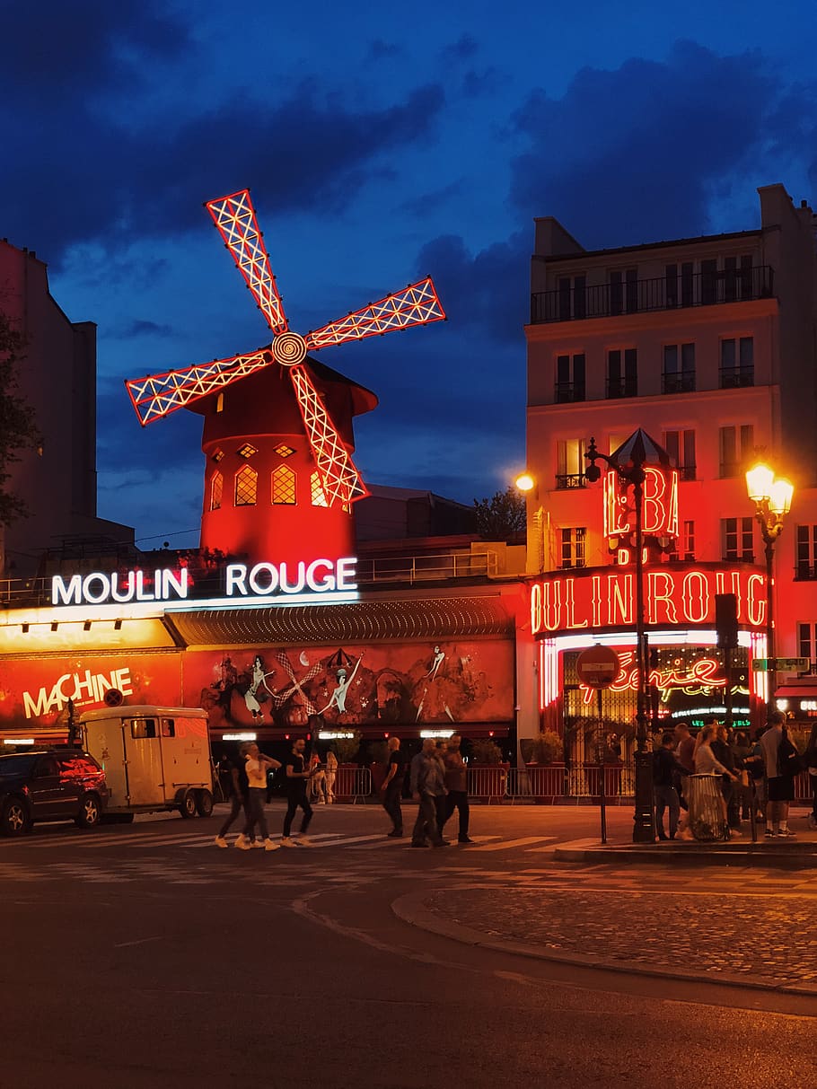 paris, france, 82 boulevard de clichy, evening, cabaret, moulin
