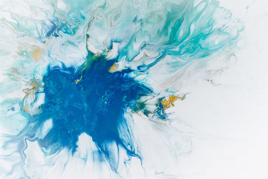blue paint splash, water, motion, abstract, dissolving, indoors, HD wallpaper
