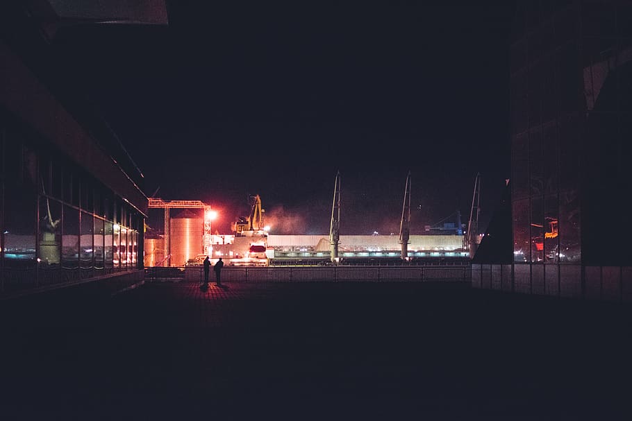 ukraine, odessa, morvokzal, marine station, night, illuminated
