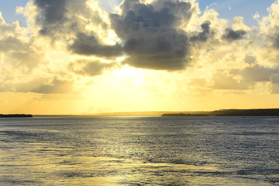 sunset, river, sea, water, sky, clouds, horizon, cloud - sky HD wallpaper