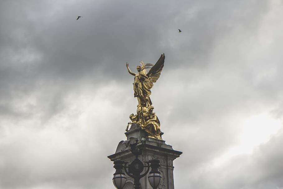 london, buckingham palace, united kingdom, gold, cloud - sky, HD wallpaper