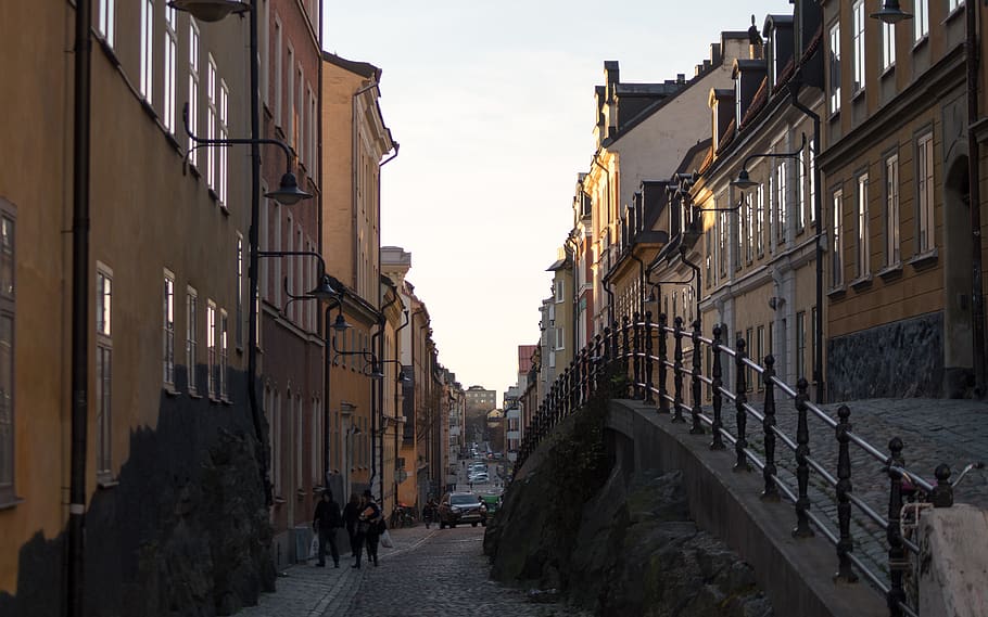sweden, stockholm, city, street, sverige, buildings, building exterior
