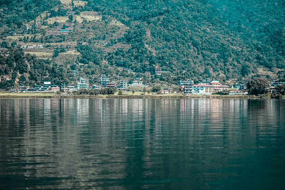 wide angle photo of body of water, outdoors, lake, nepal, pokhara, HD wallpaper