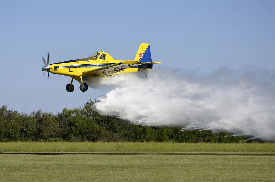 sky, clouds, fire, wings, grass, trees, evening, airplane, hydroplane HD wallpaper