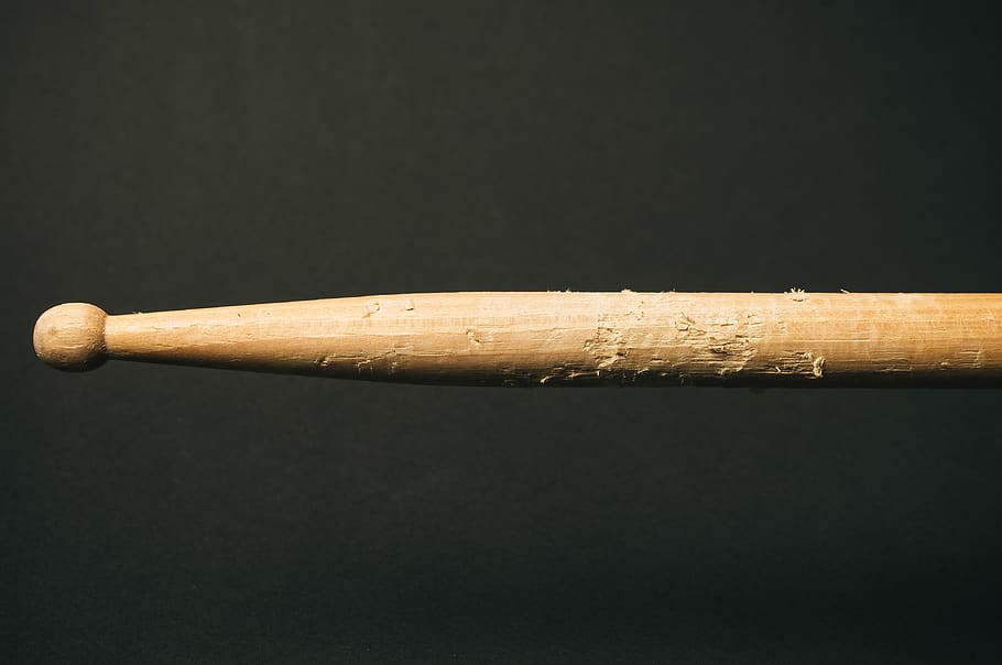 dark, wood, drum, stick, wood - material, studio shot, black background HD wallpaper